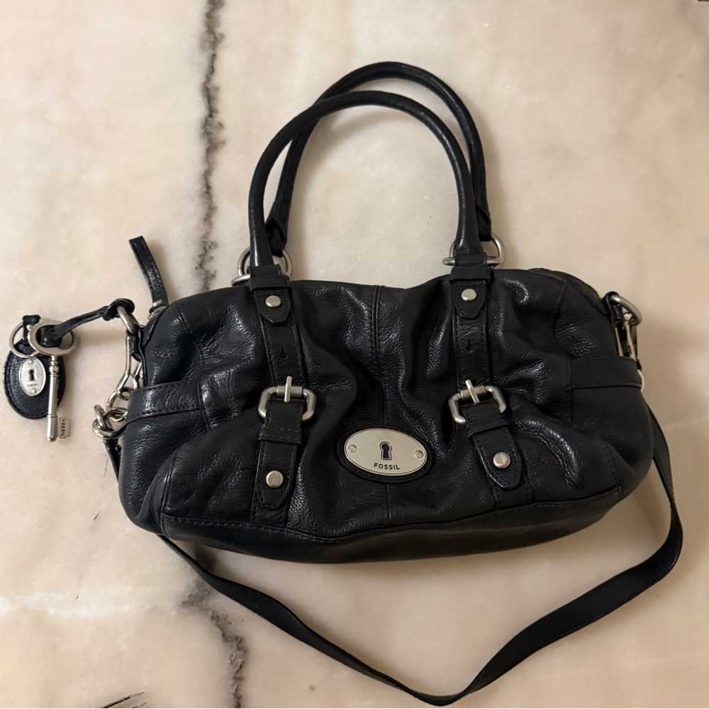 Fossil Black Leather Shoulder Bag